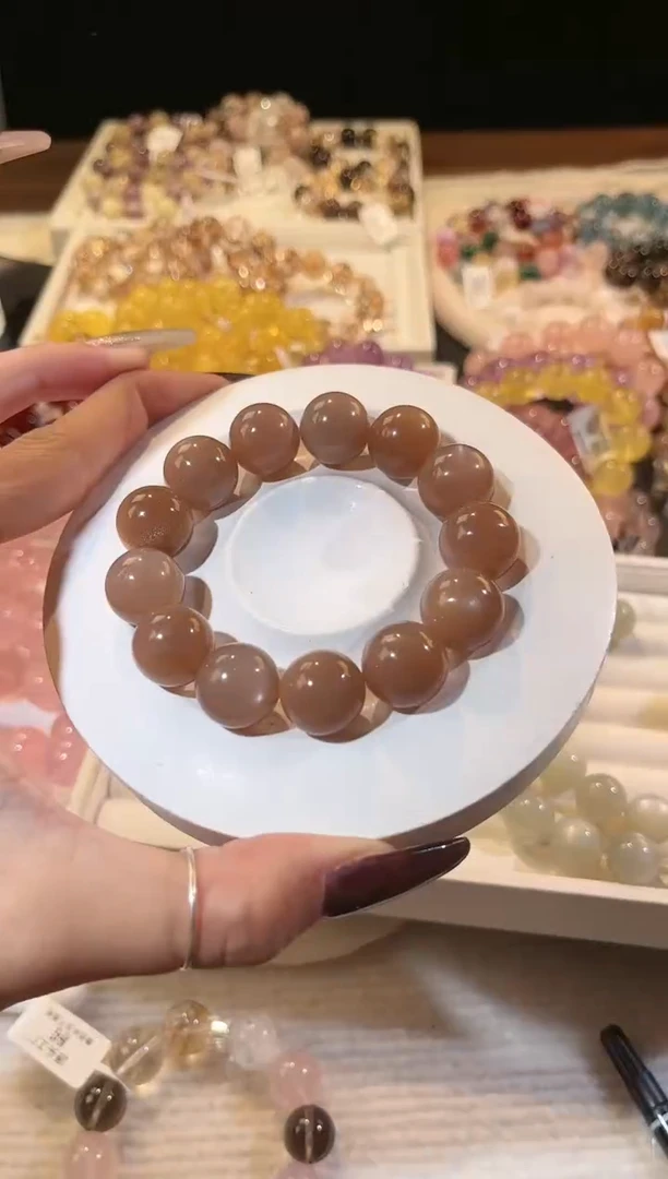 合成欧泊未镶嵌手串多样性发一Q31橙茶月光15mm+