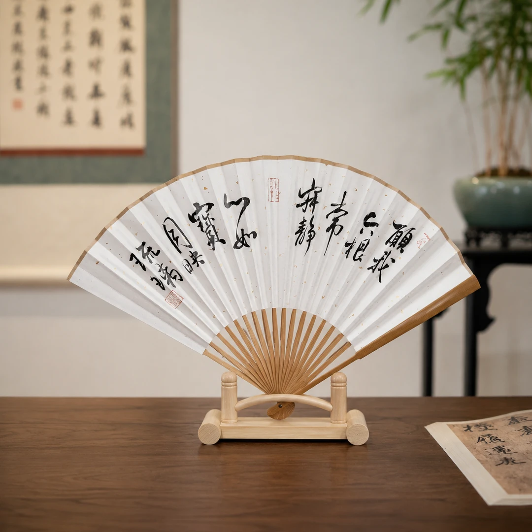 【摇青】心如宝月映琉璃-朱鹏程-手写玉竹95寸折扇国风书法扇带礼盒