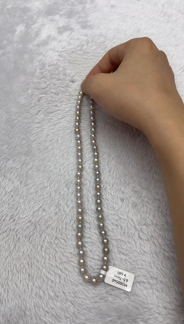 海水珍珠银S925镶嵌项链AK真多麻6.5-7mm