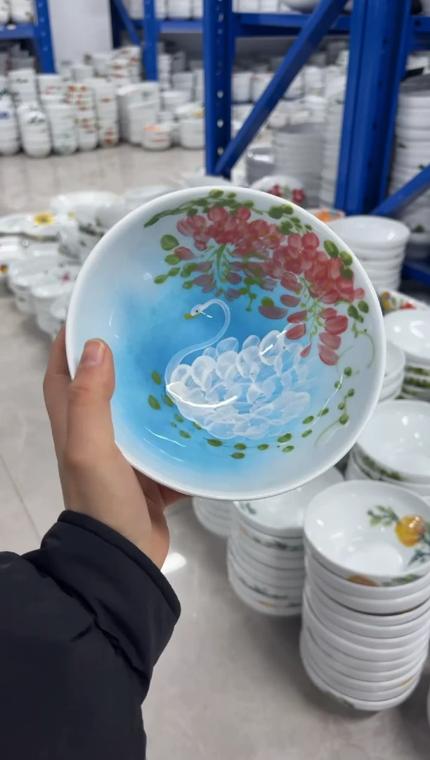 景德镇高温陶瓷食品级手绘釉中彩-满汉碗