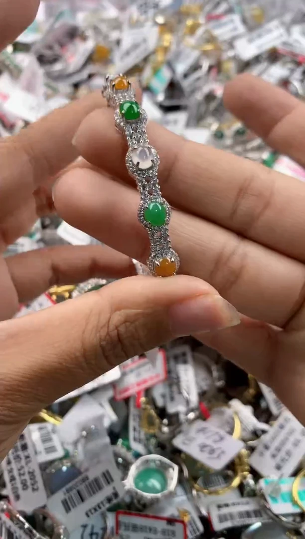 银S925镶嵌戒指翡翠555----5