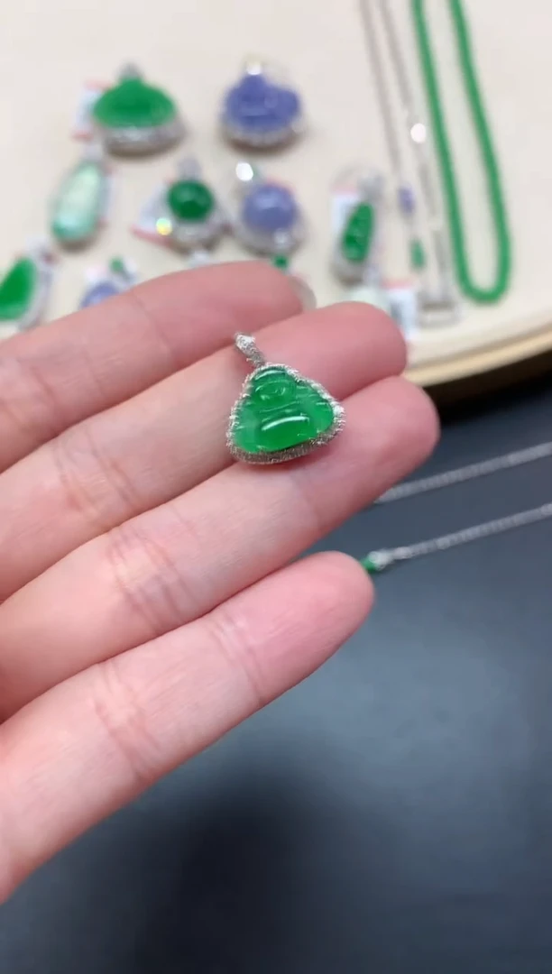 翡翠18K金镶嵌吊坠(不含链)吊坠A543|