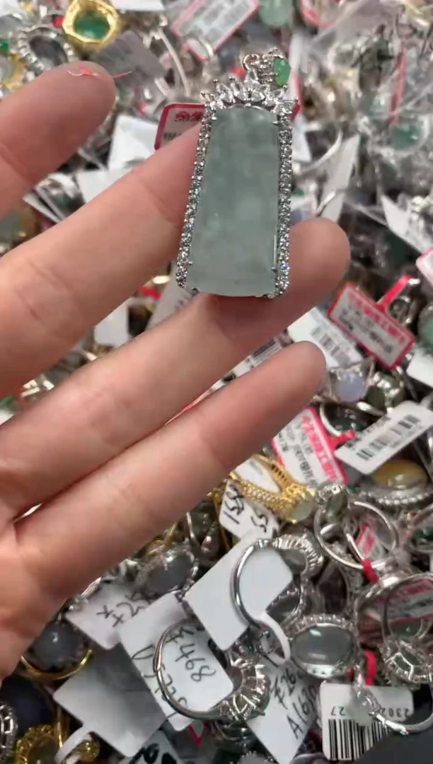 银S925镶嵌戒指翡翠555   9