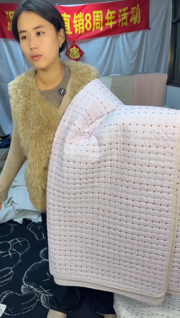 棉纯棉浅紫米粒秀230*250单床盖