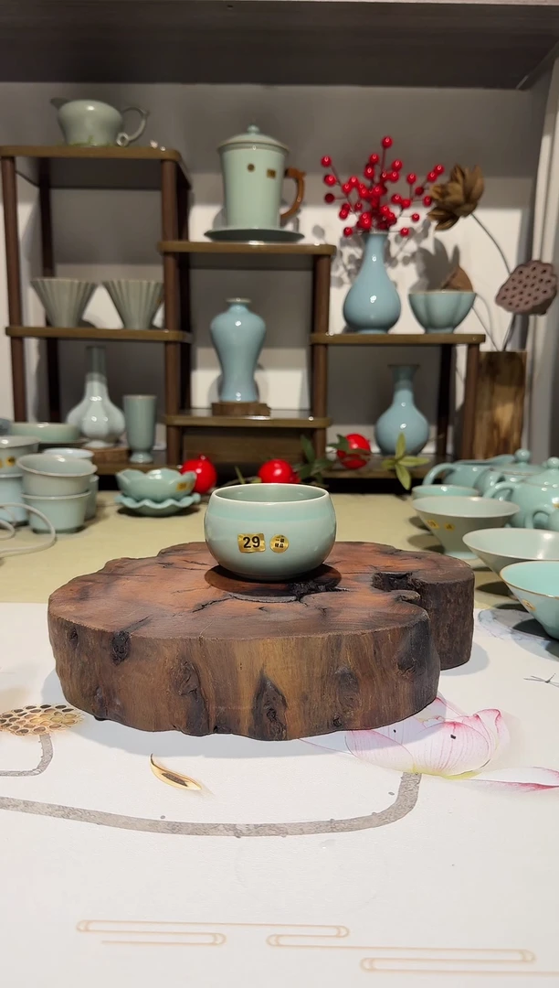 杯子29鼓腹杯 仿古天青釉一级精品 主人杯品茗杯*