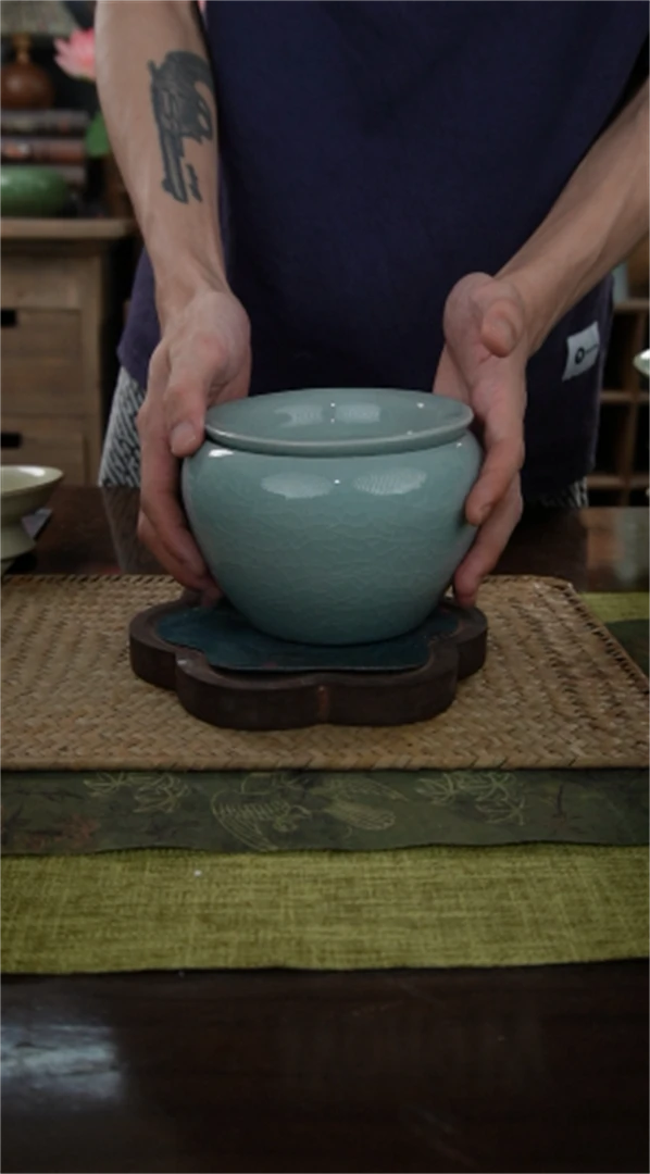 【闪购商品】苹果缸14x9+过滤粉青两件套