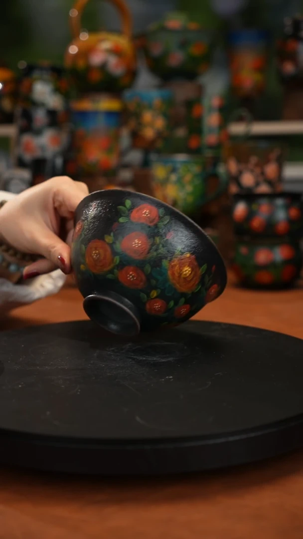 紫砂油画釉下彩手绘