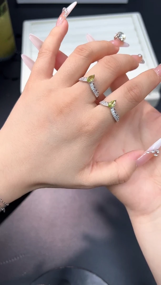 橄榄石戒指银S925镶嵌33h多样性发其一【1个】