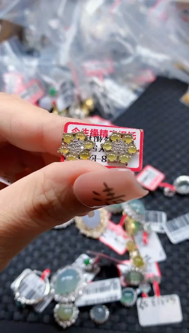 银S925镶嵌戒指翡翠天然A货缅甸翡翠