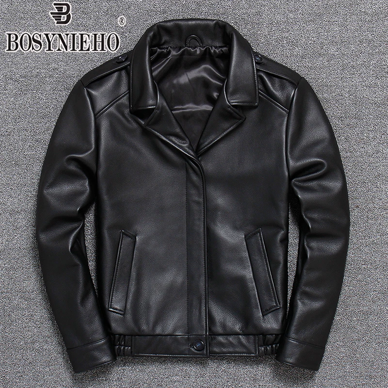 头层牛皮飞行员真皮皮衣男士短款西装领绵羊皮夹克商务休闲皮外套