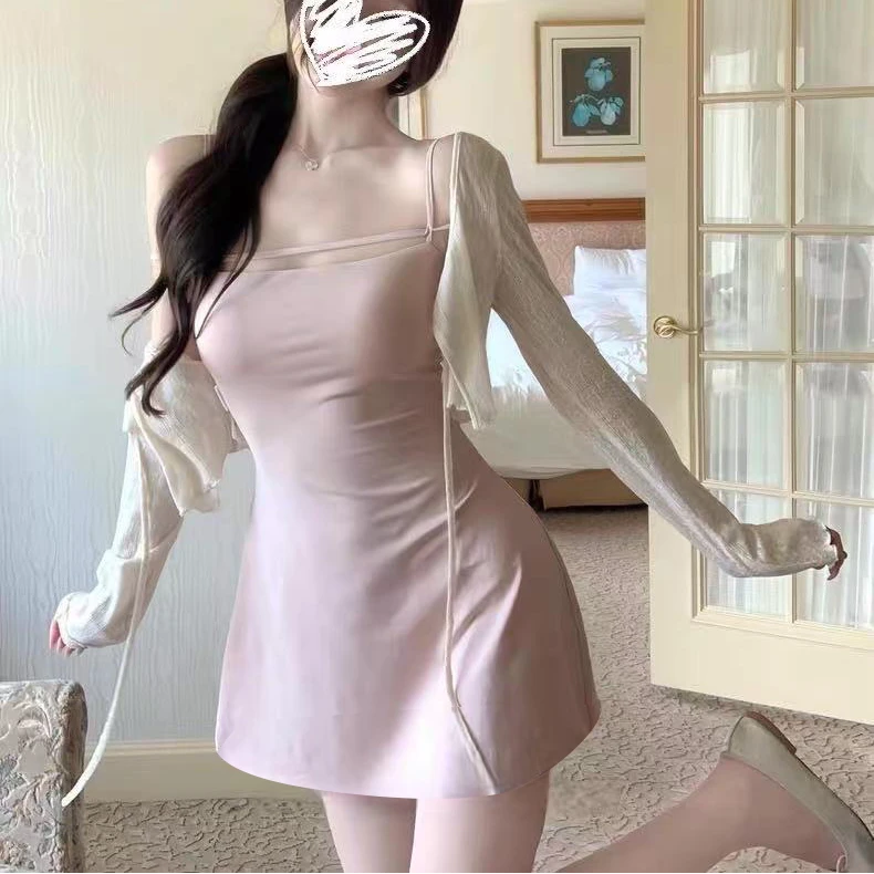 韩女基础版裙裙 吊带连衣裙女韩系温柔纯欲A字短裙