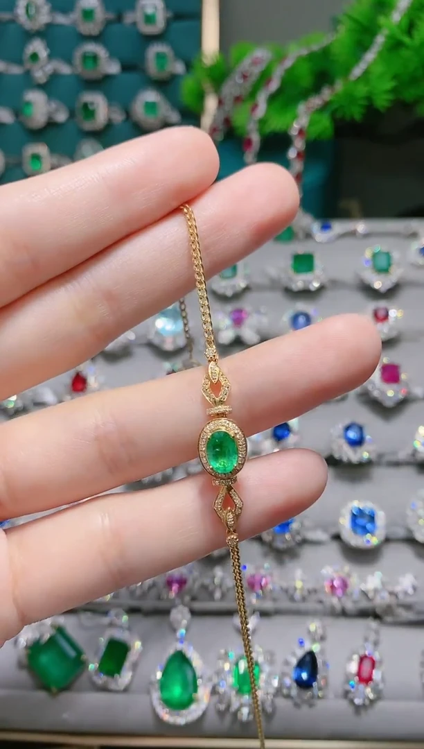 18K金镶嵌18K金手链祖母绿?**s.