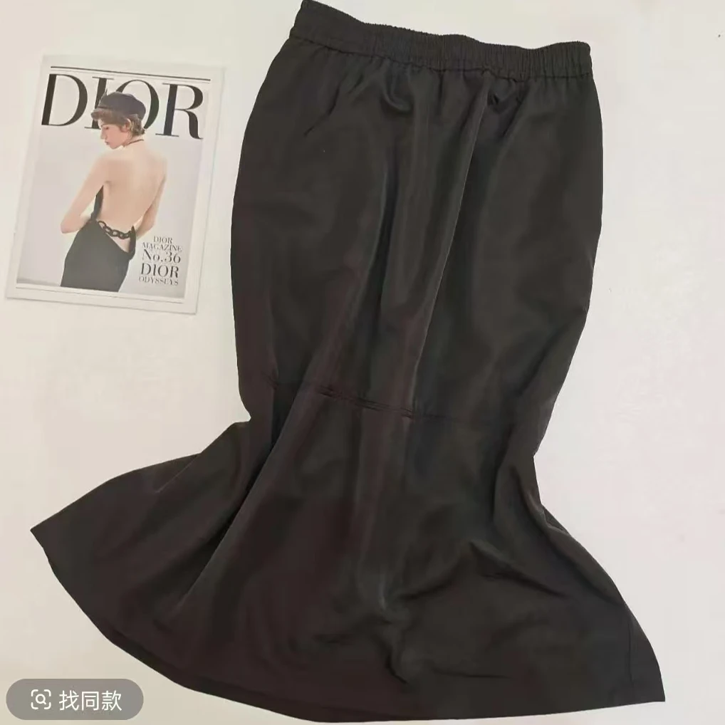 夏季新款洋气透气松紧腰显瘦纯色A形半身裙潮8519