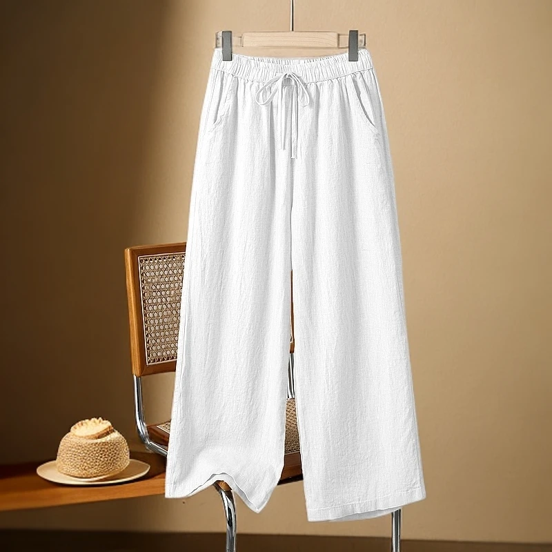 清仓捡漏外贸中老年女装棉麻阔腿裤夏季薄款宽松百搭高腰休闲裤子