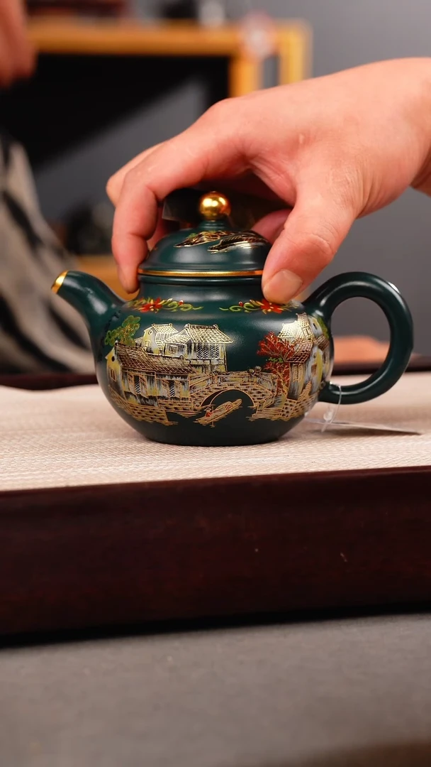 茶壶紫砂苏门答腊青 掇球 忆江南珐琅彩
