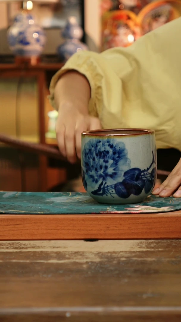 杯景德镇纯手工釉下彩精品茶具水杯