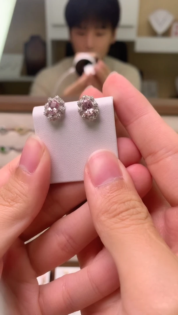 银S925镶嵌耳饰碧玺....