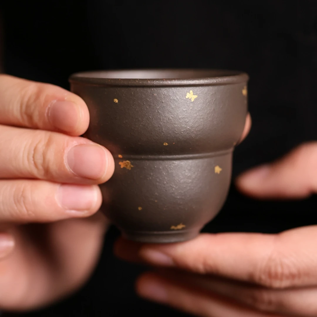 黄龙山原矿段泥撒金紫砂茶杯茶具家用主人杯约60CC小茶杯