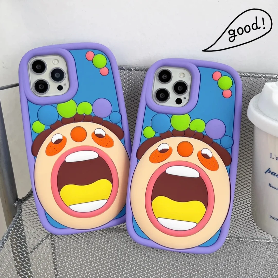 【适用苹果oppo华为vivo】搞怪大嘴巴卡通iPhone15情侣软硅胶手机壳