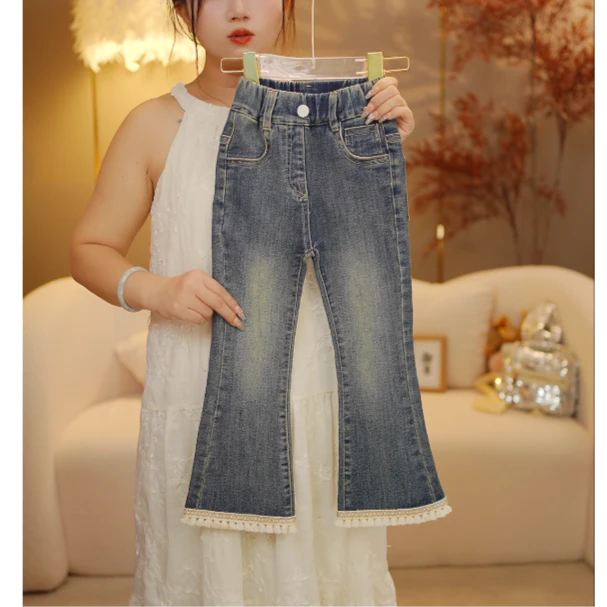 女童洋气微喇弹力牛仔裤