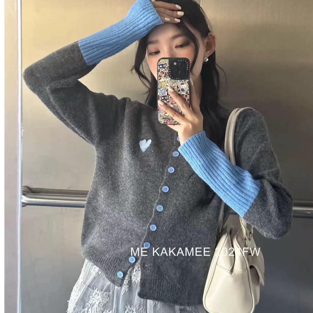 【爱心彩扣】2025新款针织定制款开衫刺绣毛衣Y7915