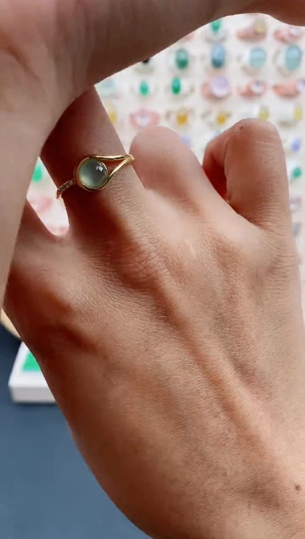 【闪购商品】翡翠戒指银S925镶嵌缅甸天然A货翡翠111  1+2