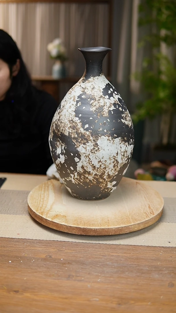 【闪购商品】陶瓷 花器诧寂黑保龄球瓶