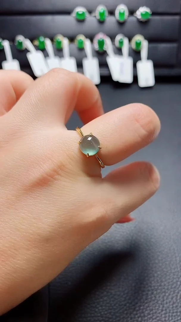 银S925镶嵌戒指翡翠  天然翡翠A货s925银镶