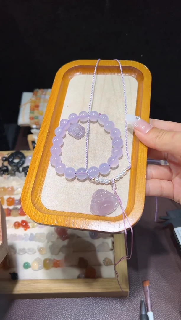 A503帝王紫佛公吊坠 紫罗兰花牌手串