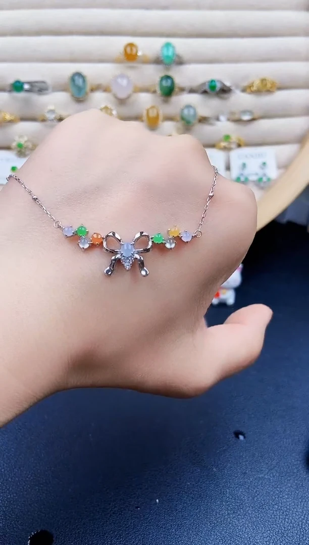 翡翠银S925镶嵌颈饰21