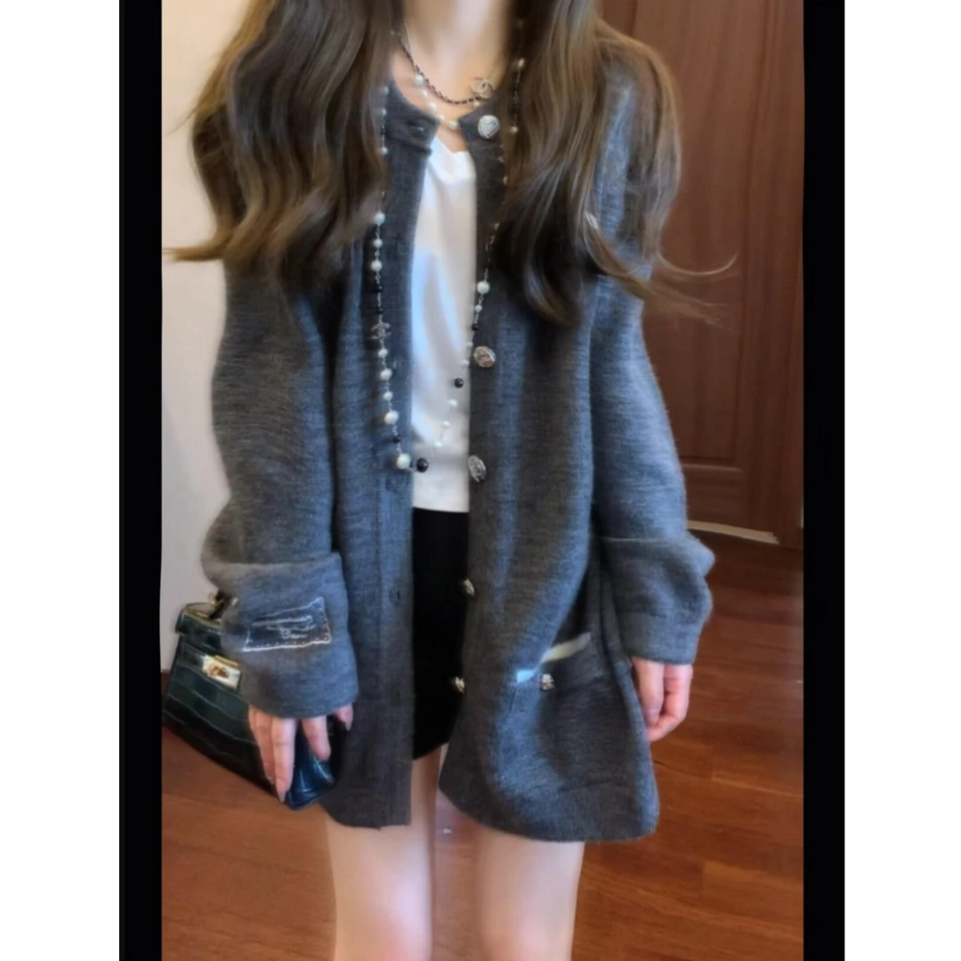 【杜维埃1957】早秋新款小香慵懒开衫外套叠穿短袖上衣高腰显瘦短裤