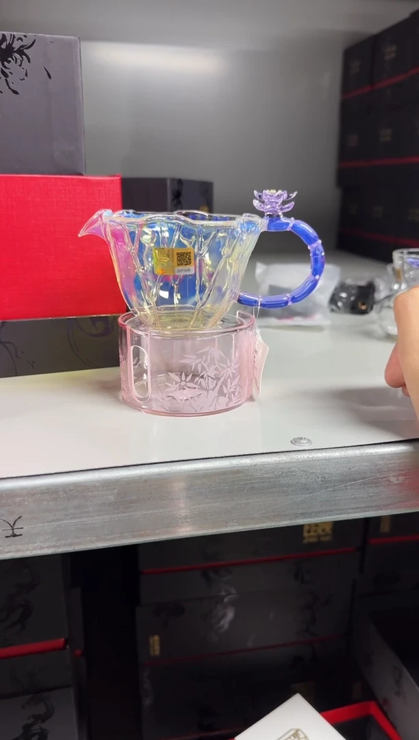 C****～紫色荷韵公道杯加浅粉色温茶器