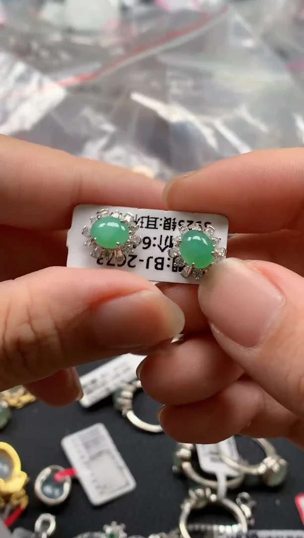 银S925镶嵌戒指翡翠天然A货缅甸翡翠