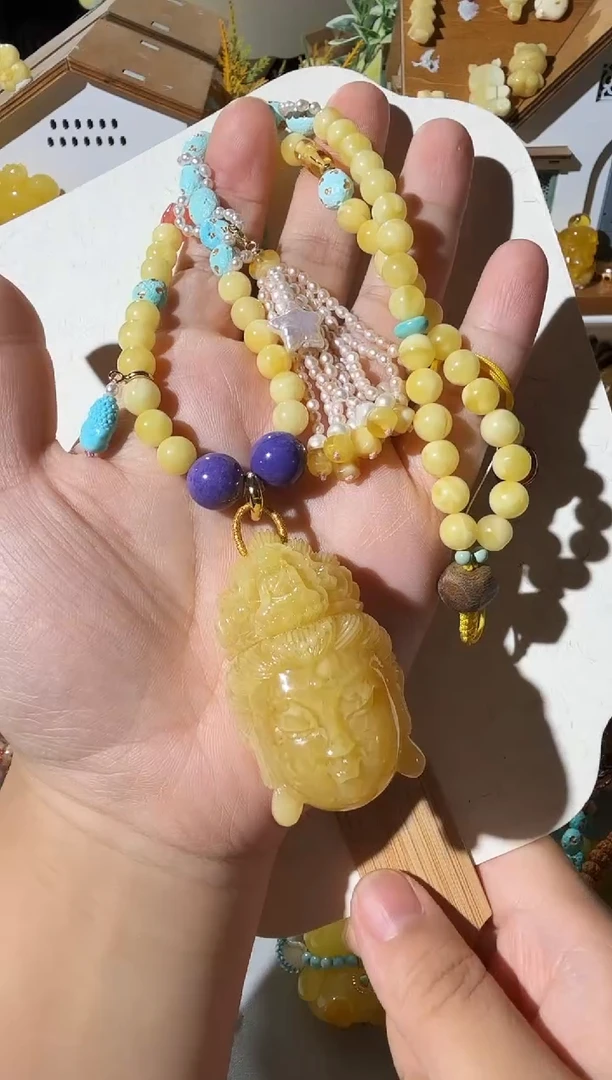蜜蜡项链未镶嵌蜜蜡观音项链