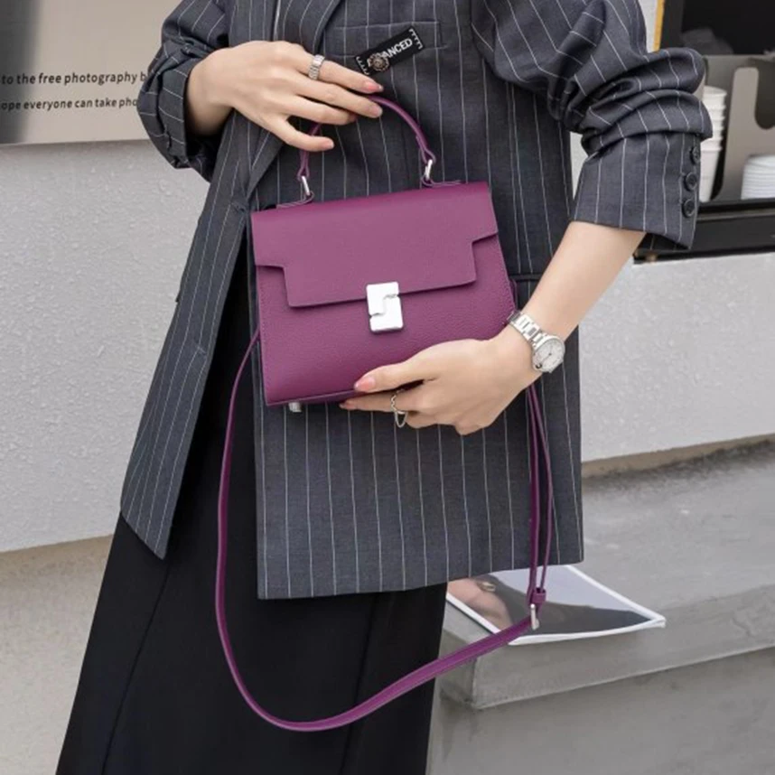 【RAIN.CUN】SLBL-7101-紫色气质时尚百搭简约斜跨轻奢女包