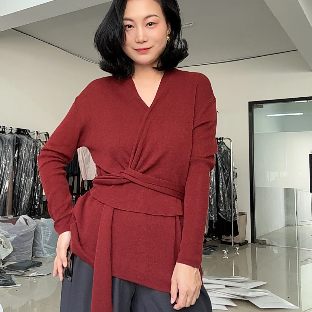 怦然心动2025 雅高小众设计毛针织秋冬短上衣设计感慵懒法式飘带