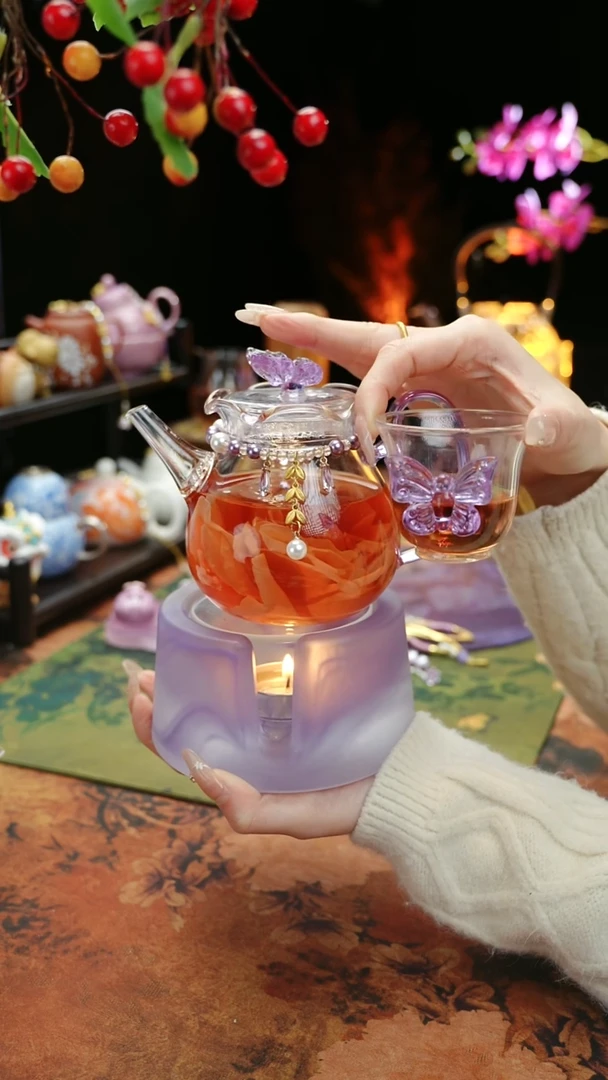 【闪购商品】紫色温茶台+茶壶+链子+杯子