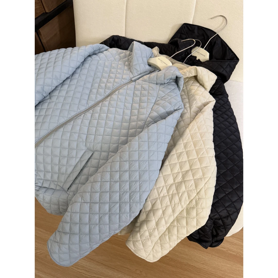 miss muzi“暖暖小方酪”三防工艺～超轻巧保暖显瘦连帽绗缝菱格棉服