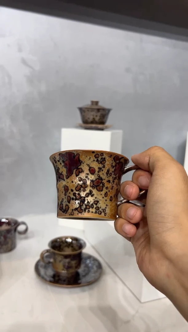 73柴房陶瓷柴烧斑鹿咖啡杯