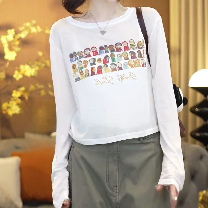 2025夏季童趣减龄圆领薄款长袖圆领百搭T恤上衣LK2503531