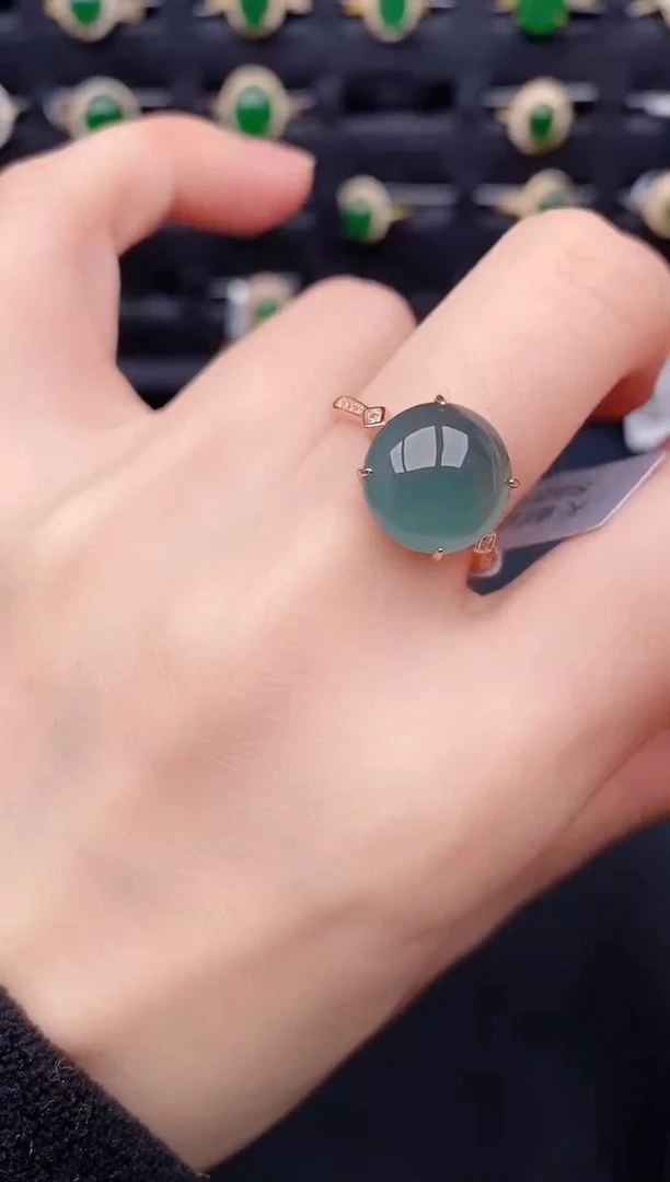 银S925镶嵌戒指翡翠天然a货翡翠78