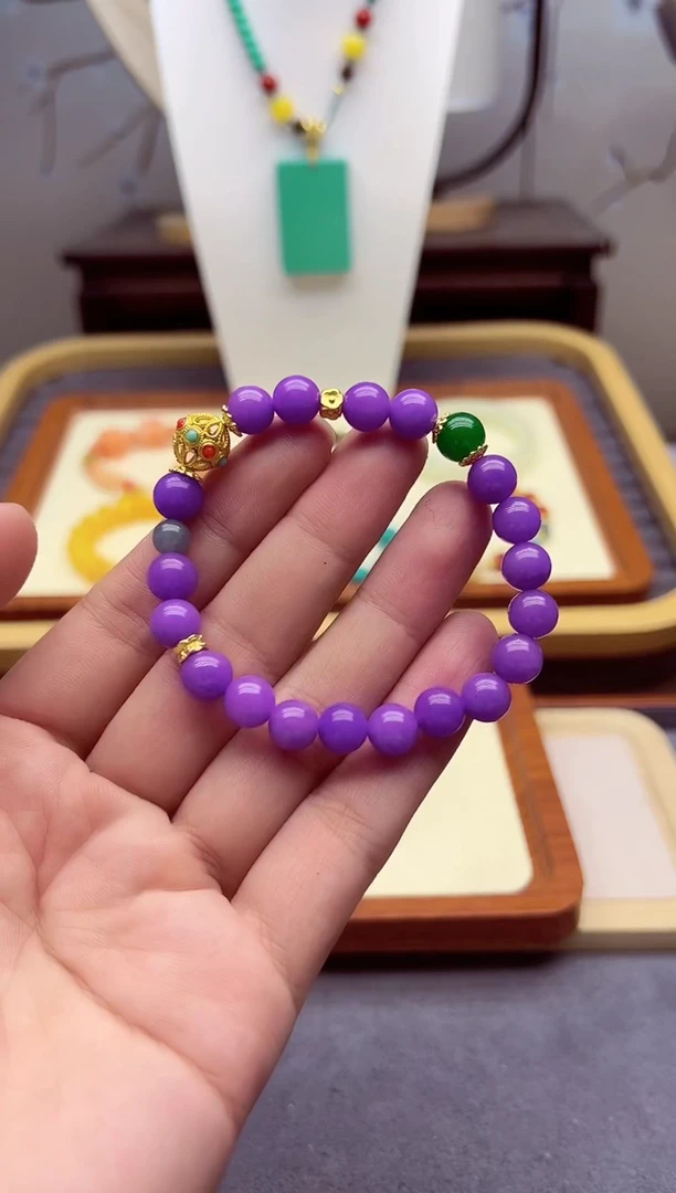 14K金镶嵌手链翡翠S105