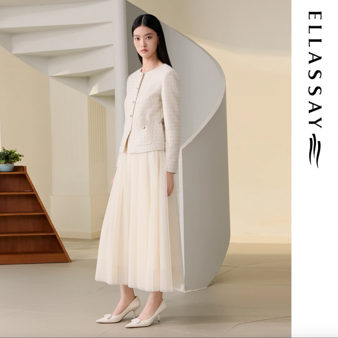 ELLASSAY歌力思2025秋季新款3D编织优雅针织连衣裙女EWU363Y01000