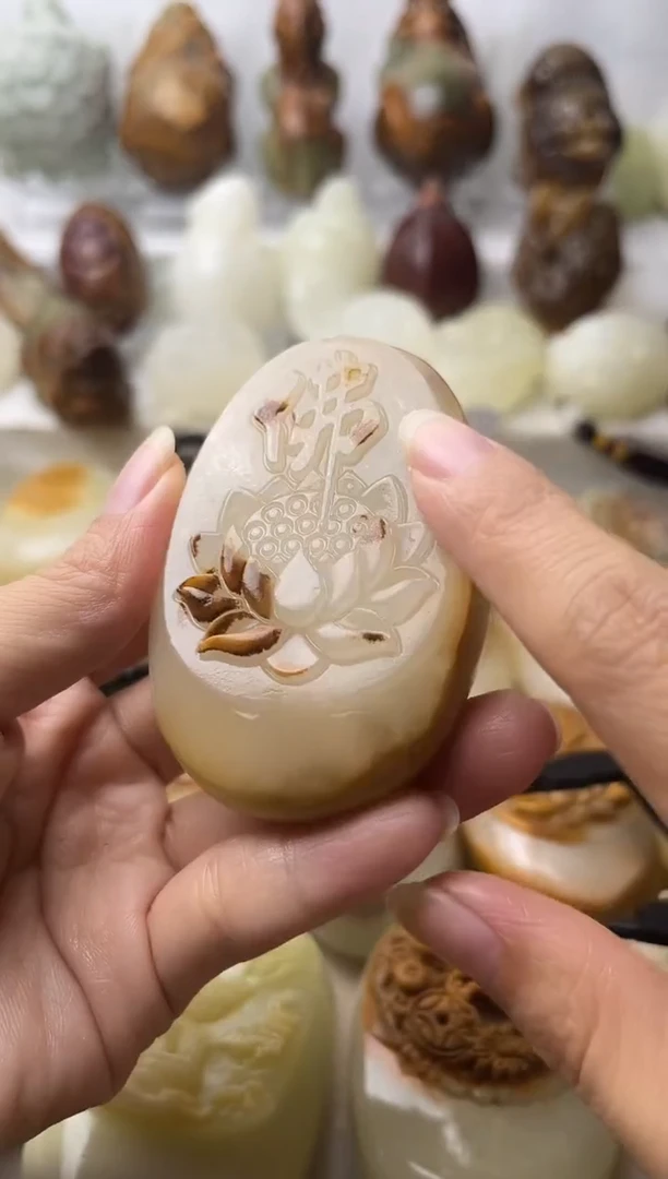 石材方解石棉纹正常不退换佛莲花
