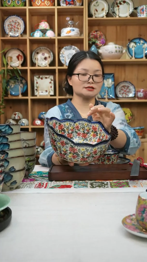瓷片小可高温陶瓷餐具一只汤碗