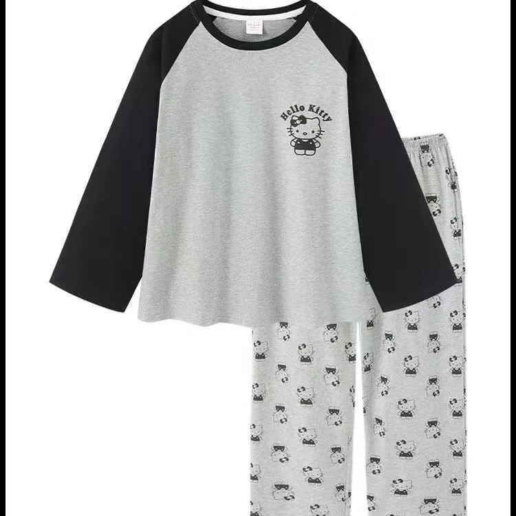 3001 女士长袖长裤春秋款宽松睡衣家居服套装