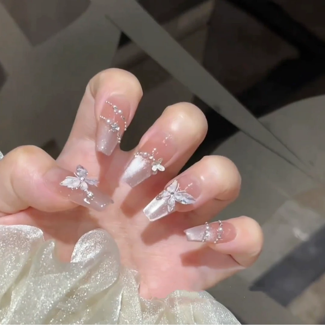 【蝶仙子】纯手工穿戴甲穿戴式光疗甲冰透流行简约四季流行