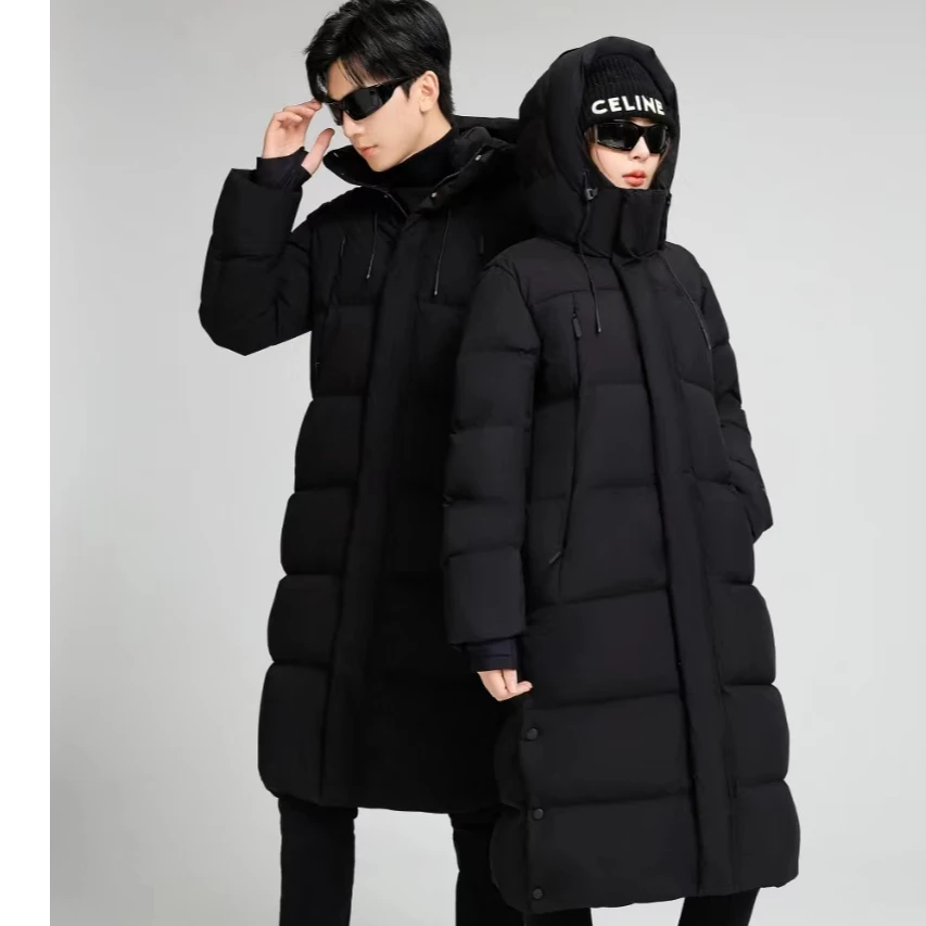 2025中戏新款长款黑钻羽绒服百搭宽松休闲