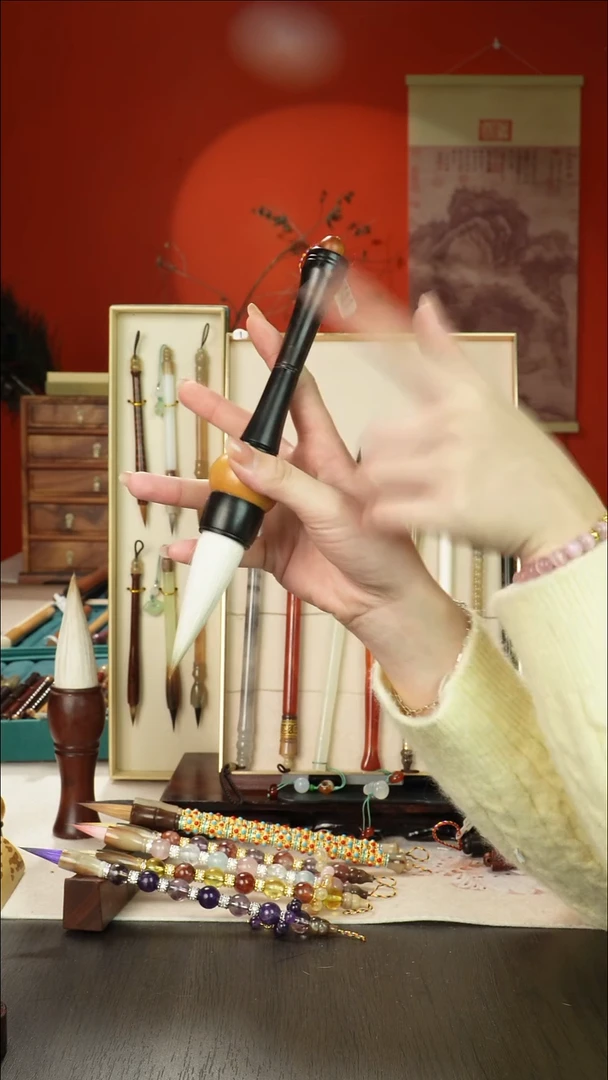 3号闪孤品高货毛笔链接 清水试笔 蘸墨不退