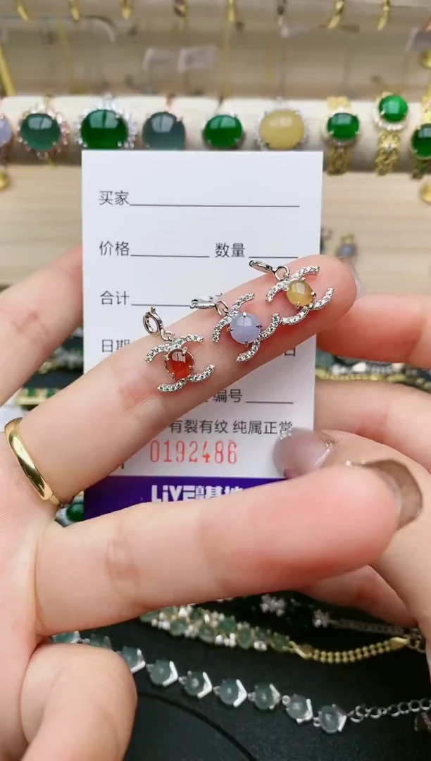 翡翠银S925镶嵌戒指2486